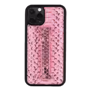iPHONE 11 PRO LEDERHÜLLE MIT FINGERSCHLAUFE PYTHON PINK